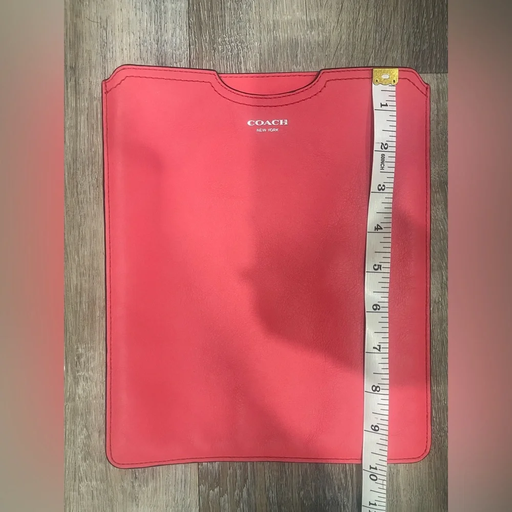 Coach Vibrant Coral Pink Leather Sleeve for iPad, some slight discoloration